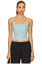 view 1 of 4 Abby Ribbed Tank in Teal Stripe