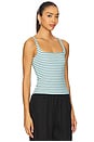 view 2 of 4 Abby Ribbed Tank in Teal Stripe