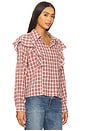 view 2 of 5 Dru Ruffle Front Blouse in Mulberry Plaid