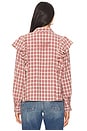 view 3 of 5 Dru Ruffle Front Blouse in Mulberry Plaid