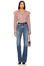 view 4 of 5 Dru Ruffle Front Blouse in Mulberry Plaid