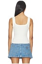 view 3 of 4 Banded Ribbed Scoop Tank in Ivory