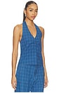 view 2 of 5 Cora Plaid Halter in Vintage Blue Plaid