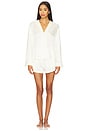 view 1 of 4 Washable Silk Button Up Long Sleeve Short Set in Tranquil White