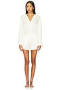 view 2 of 4 Washable Silk Button Up Long Sleeve Short Set in Tranquil White