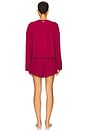 view 3 of 3 Long Sleeve Henley Short Set in Pomegranate Jewel
