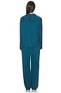 view 3 of 3 Washable Silk Piped Long Sleeve Pant Set in Piquant Teal & Lazing Navy