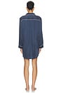 view 3 of 3 Washable Silk Piped Sleep Shirt Dress in Deep Blue & Tranquil White