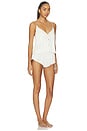view 2 of 3 Washable Silk Button Front Knicker Set in Tranquil White & Frosted Lagoon