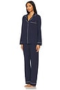 view 2 of 3 Slumberknit Essential Button Down Pant Set in Deep Blue & Swan White