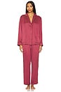 view 1 of 3 Washable Silk Piped Long Sleeve Pant Set in Winter Rose & Calliope Wine