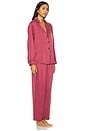 view 2 of 3 Washable Silk Piped Long Sleeve Pant Set in Winter Rose & Calliope Wine