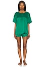 view 1 of 4 Washable Silk Piped Tee Short Set in Estuarine Green & Noble Emerald
