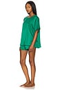 view 2 of 4 Washable Silk Piped Tee Short Set in Estuarine Green & Noble Emerald