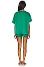 view 3 of 4 Washable Silk Piped Tee Short Set in Estuarine Green & Noble Emerald