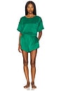 view 4 of 4 Washable Silk Piped Tee Short Set in Estuarine Green & Noble Emerald