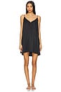 view 1 of 3 Washable Silk Button Front Mini Dress in Immersed Black & Calliope Wine