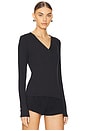 view 2 of 4 Soft Modal Rib V-neck Henley in Immersed Black