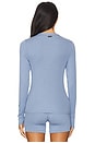 view 3 of 4 Soft Modal Rib V-neck Henley in Pastoral Blue