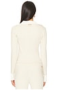 view 3 of 5 Cozy Cotton Silk Ribbed Button Up in Calm Tan & Sincere White