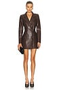 view 1 of 4 Virginie Faux Croc Blazer Dress in Brown