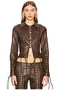 view 1 of 4 CHAQUETA AMANTILLA FAUX LEATHER in Brown