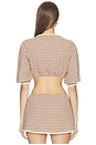view 3 of 5 Ann Gingham Top in Brown & White