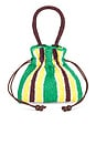 view 1 of 4 Kylie Drawstring Pouch in Green & Yellow Stripe