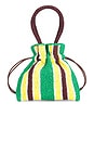view 2 of 4 Kylie Drawstring Pouch in Green & Yellow Stripe