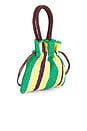 view 3 of 4 Kylie Drawstring Pouch in Green & Yellow Stripe