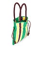 view 4 of 4 Kylie Drawstring Pouch in Green & Yellow Stripe