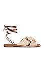view 1 of 5 Peony Pleated Knot Wrap Sandal in Cream Plaid
