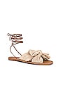 view 2 of 5 Peony Pleated Knot Wrap Sandal in Cream Plaid