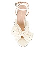 view 4 of 5 Camellia Pleated Knot Heeled Sandal in Pearl & Rhinestones