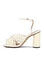 view 5 of 5 Camellia Pleated Knot Heeled Sandal in Pearl & Rhinestones