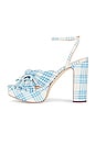 view 5 of 5 Pleated Platform Sandal in Blue & Cream Plaid