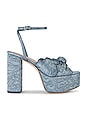view 2 of 5 Isabel Quilted Knot Platform Heel in Light Blue Satin