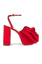 view 1 of 5 Kiki Bow Platform Heel in Red Satin