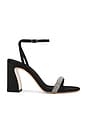 view 1 of 5 Malia Curved Sandal in Black Satin With Diamond Strap