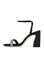 view 5 of 5 Malia Curved Sandal in Black Satin With Diamond Strap
