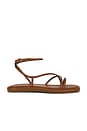 view 1 of 5 Noor Strappy Ankle Wrap Flat Sandal in Timber Nappa