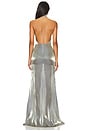 view 3 of 3 Metallic Organza Halter Open Back Gown in Steel