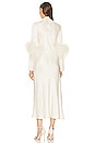 view 3 of 3 Doubleface Satin Draped Neck Bias Dress W Ostrich in Cream