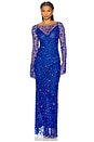 view 1 of 4 Embroidered Mesh Gown in Electric Blue