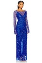 view 2 of 4 Embroidered Mesh Gown in Electric Blue
