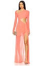 view 1 of 4 Asymmetric Cut Out Gown in Hot Pink