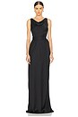 view 1 of 3 Satin Bias Belted Gown in Black