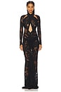 view 1 of 3 Burnout Jersey Halter Ruched Gown in Black