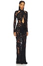 view 2 of 3 Burnout Jersey Halter Ruched Gown in Black