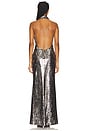 view 3 of 5 Metal Snake Deep Cowl Neck Gown in Silver